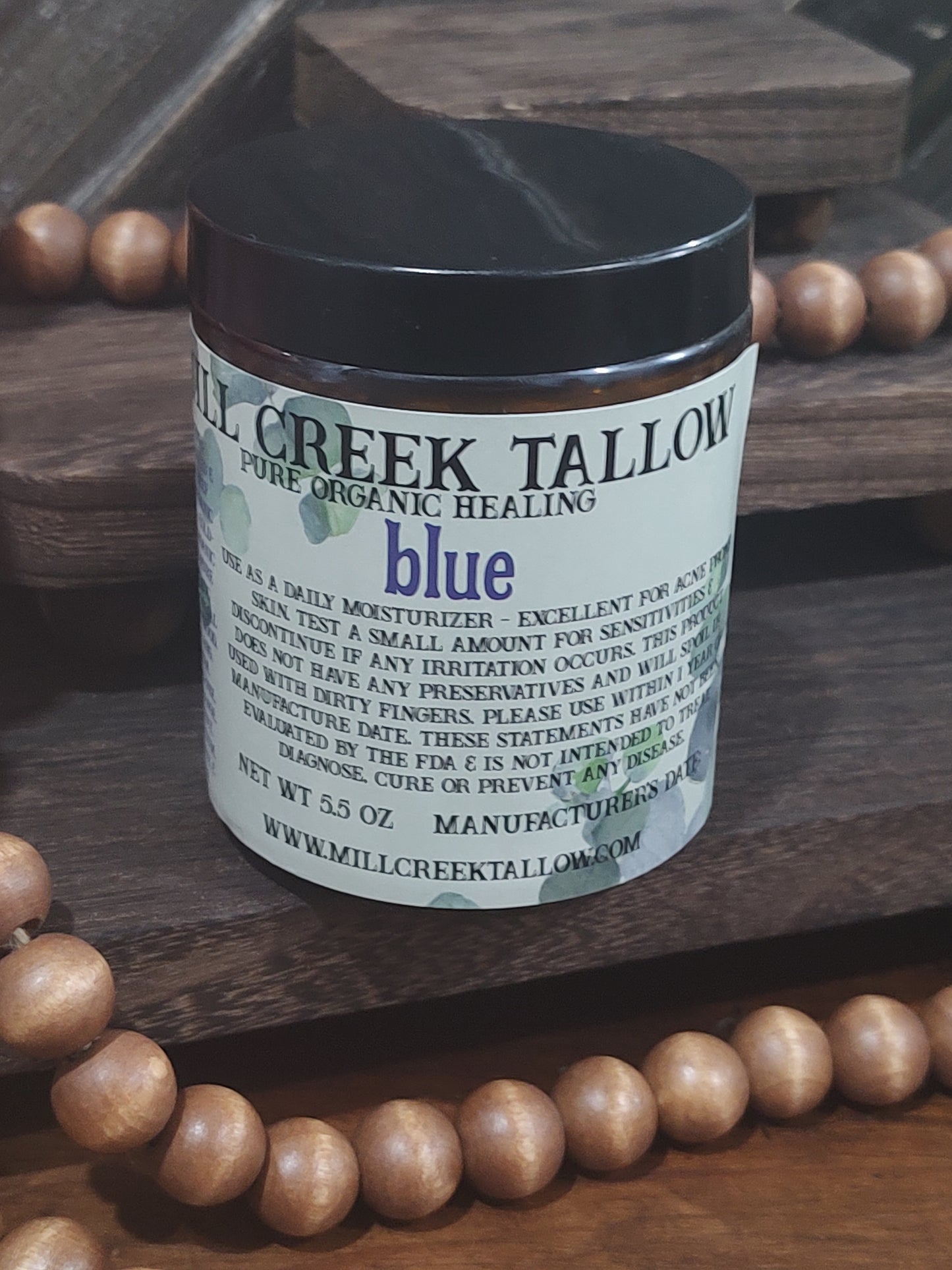 blue whipped tallow skincare skin care 5.5 oz Mill Creek Tallow large