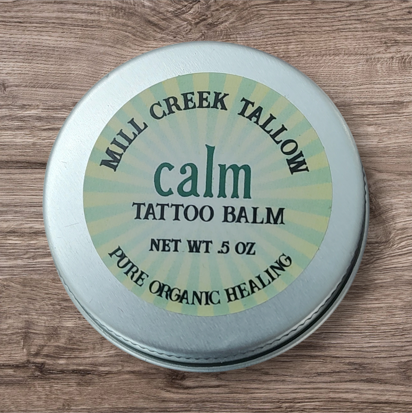 tallow tattoo balm calm Mill Creek Tallow whipped tallow frankincense lavender tattoo salve .5 oz tin