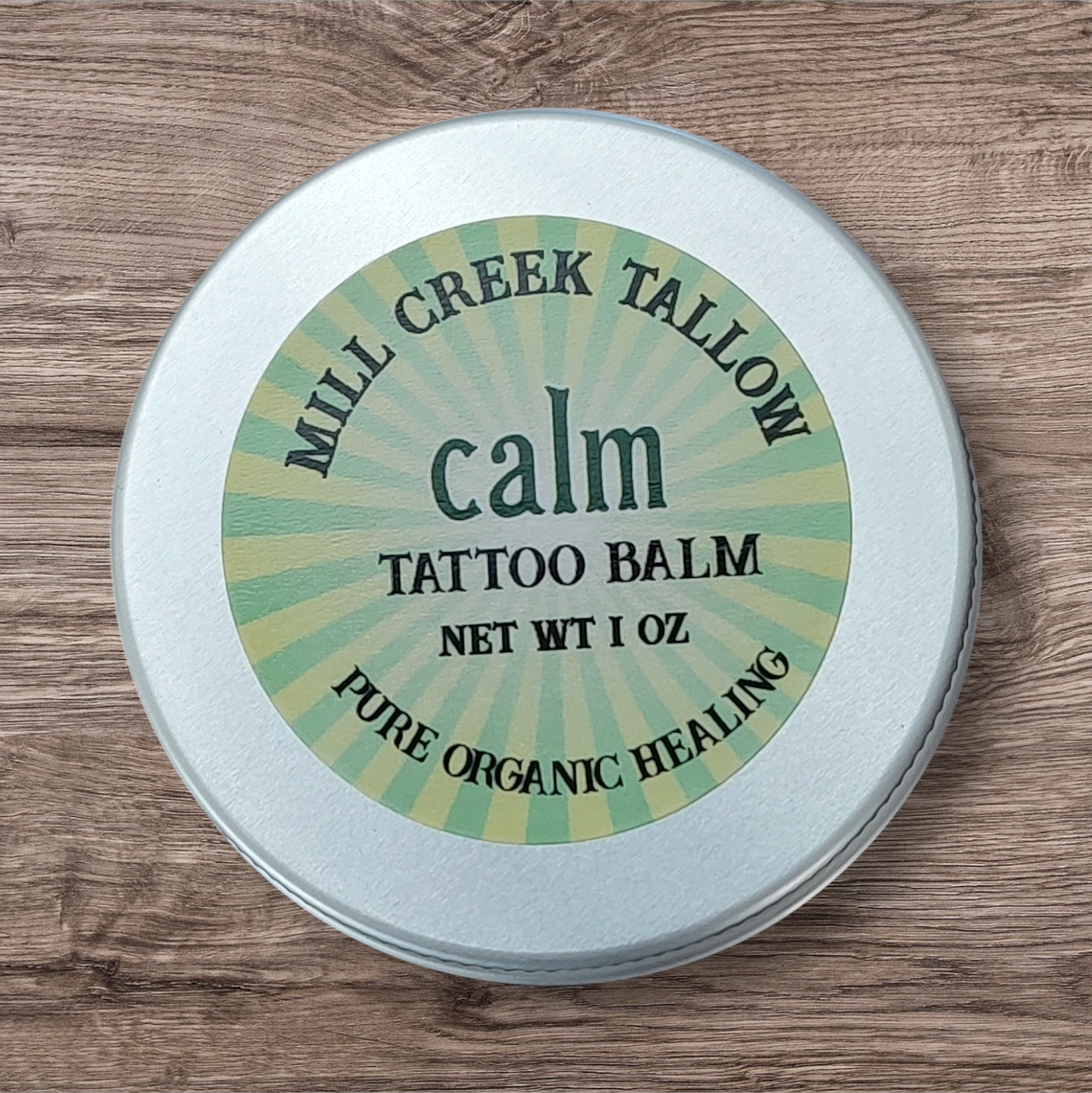 tallow tattoo balm calm whipped tallow Mill Creek Tallow 1 oz tin tattoo salve frankincense lavender