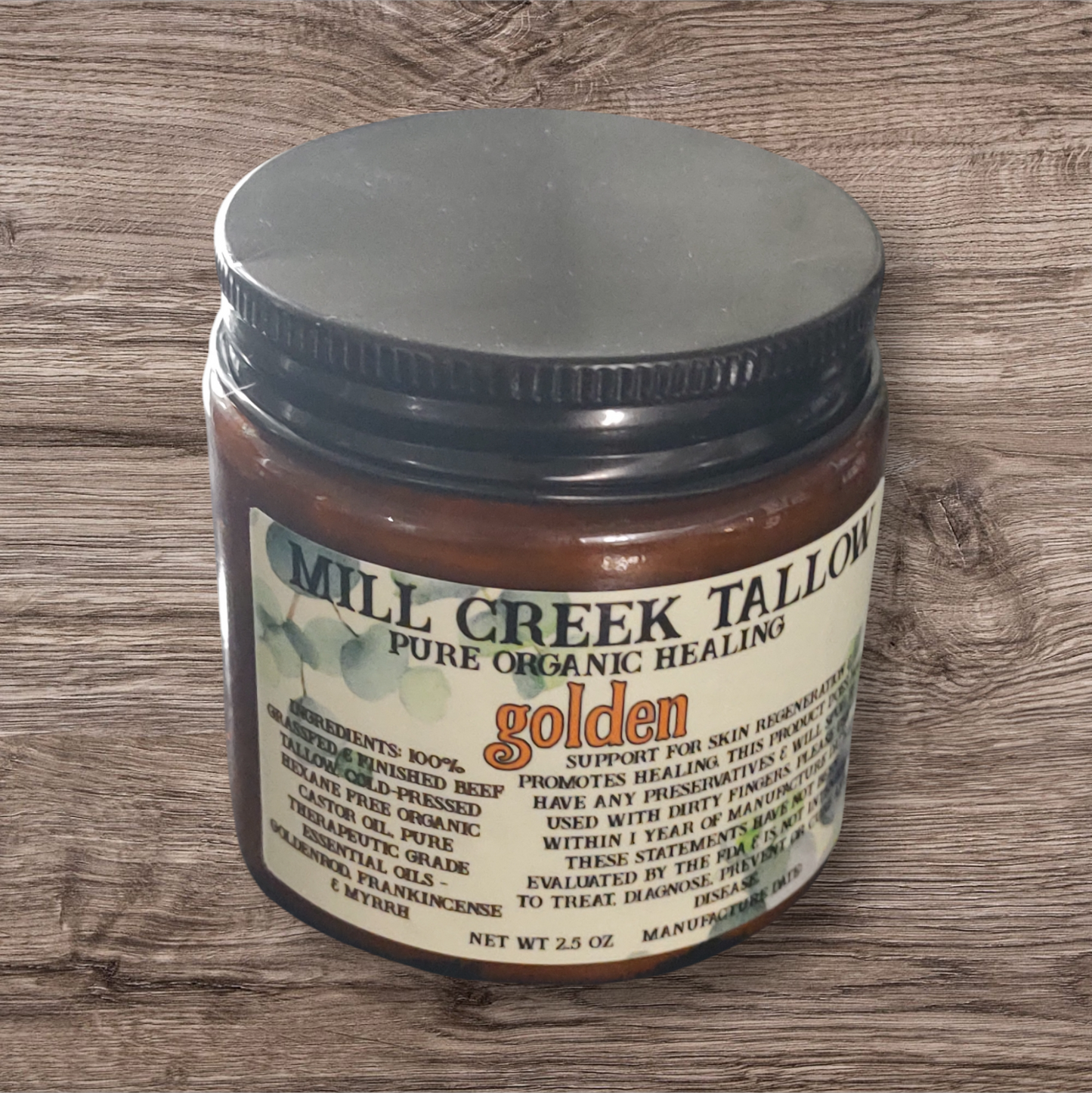 golden whipped tallow skincare goldenrod frankincense myrrh castor oil medium 2.5 oz