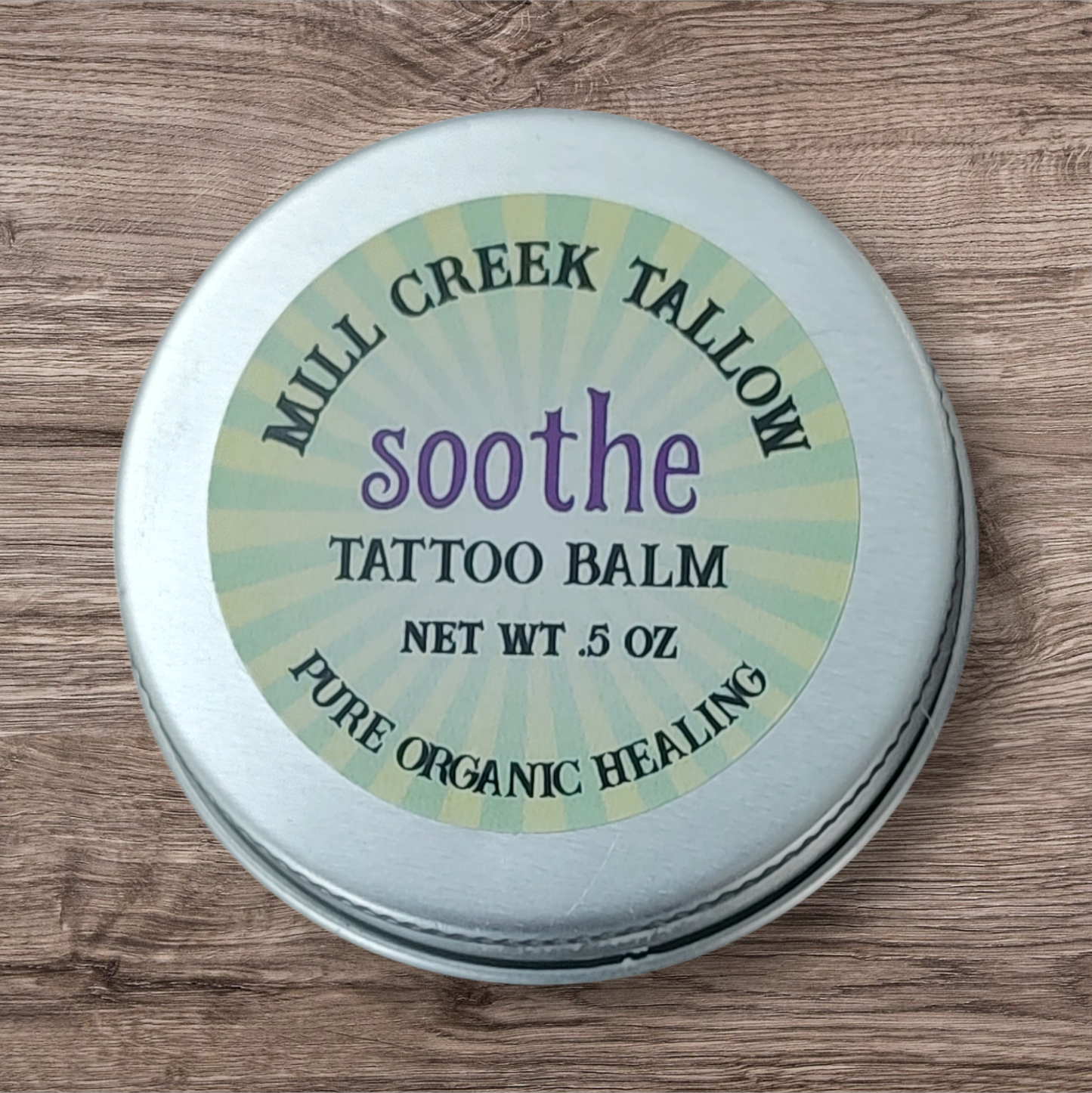 tallow tattoo balm whipped tallow soothe calendula flowers marshmallow root emu oil .5 oz tattoo salve Mill Creek Tallow