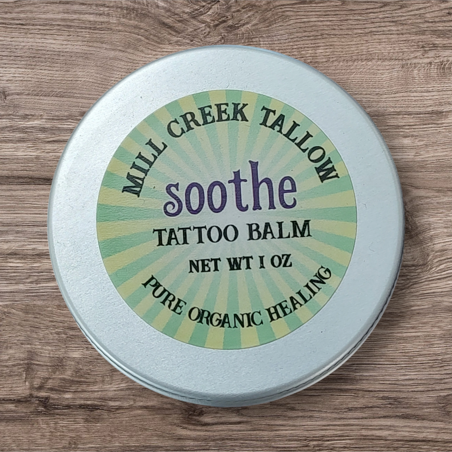 tallow tattoo balm soothe calendula flowers marshmallow root Mill Creek Tallow whipped tallow 1 oz tin tattoo salve